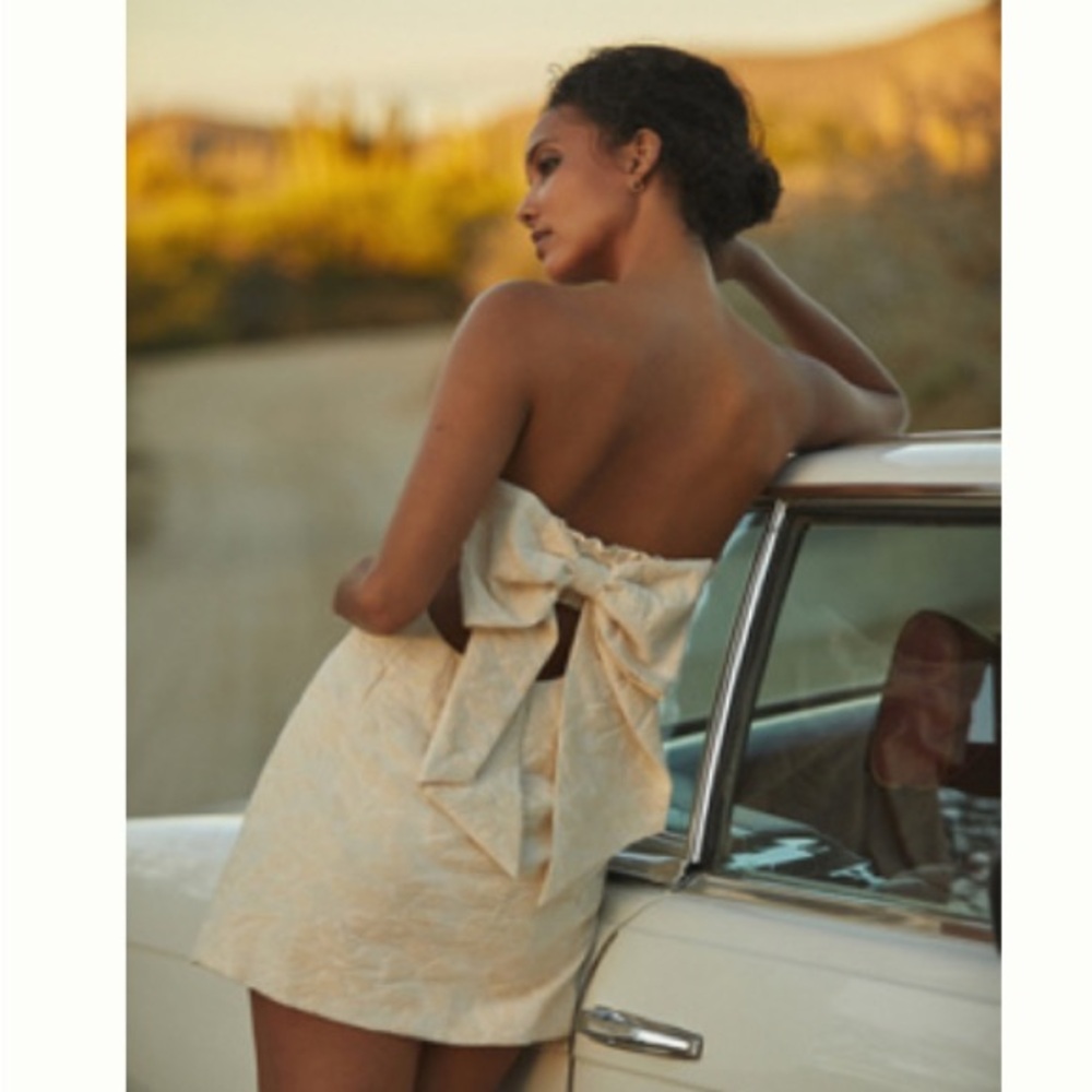 Anthropologie Cream Strapless Dress